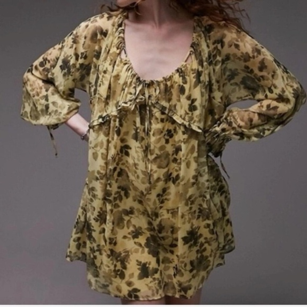 Topshop yellow babydoll dress